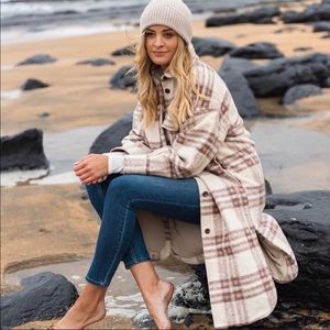 NWT H&M Long Plaid Shacket
